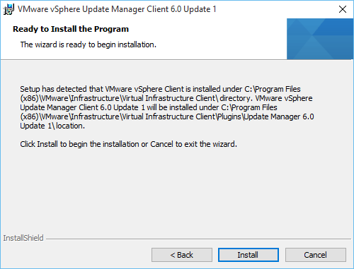 Figure 25 - Installing the VUM client plug-in