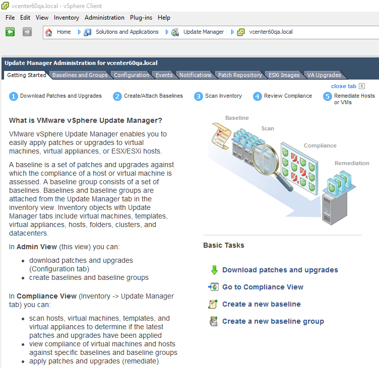 Figure 30 - VUM Administration screen