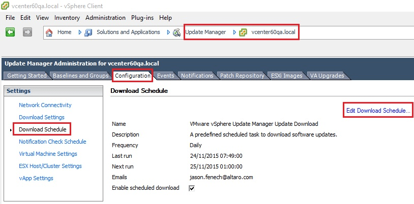 Figure 33 - VUM Server Settings