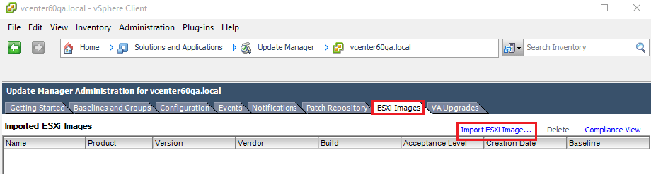 Figure 35 - Importing an ESXi image