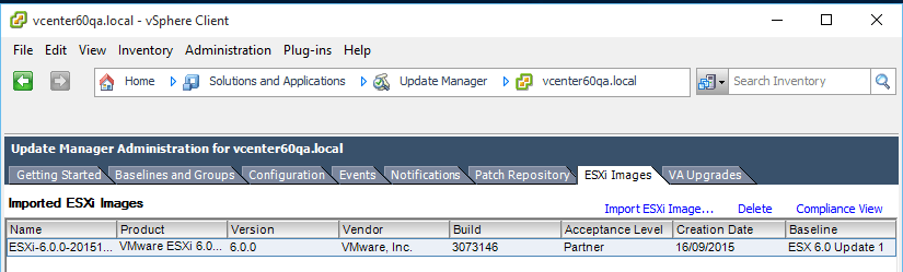 Figure 38 - An uploaded ESXi image