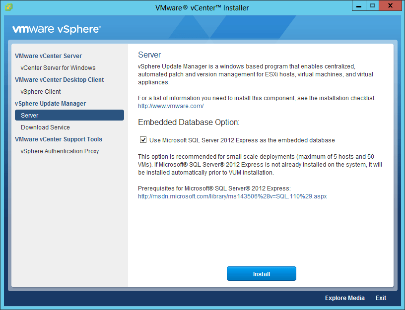 Figure 5 - Selecting the VUM installation wizard