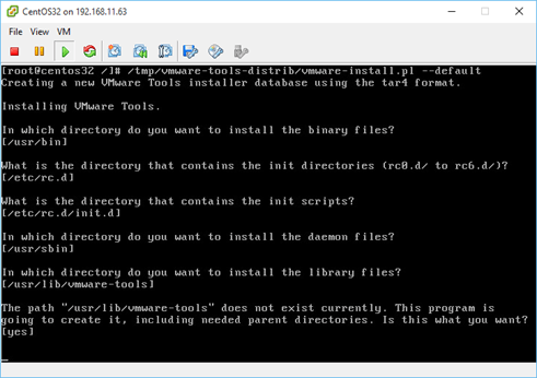 Figure 7 - Installing vmtools using the Perl script...