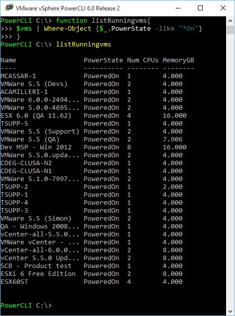 A text based primitive vSphere report