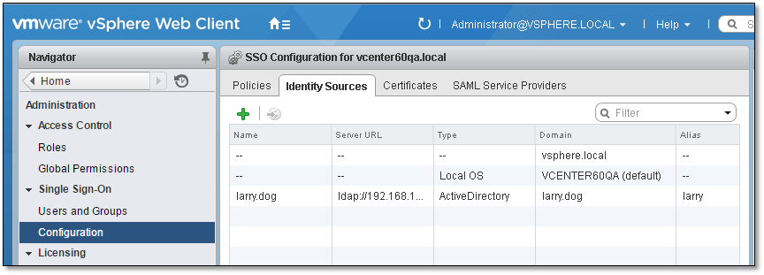 Figure 2 - SSO Identity Sources