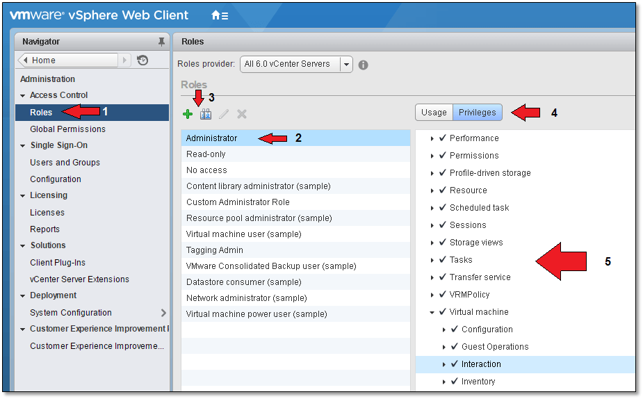 Figure 13 - Creating / Cloning a role and assigning privileges to it