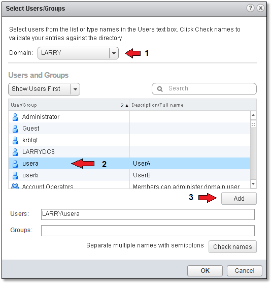 Figure 17 - Selecting a user from an AD domain