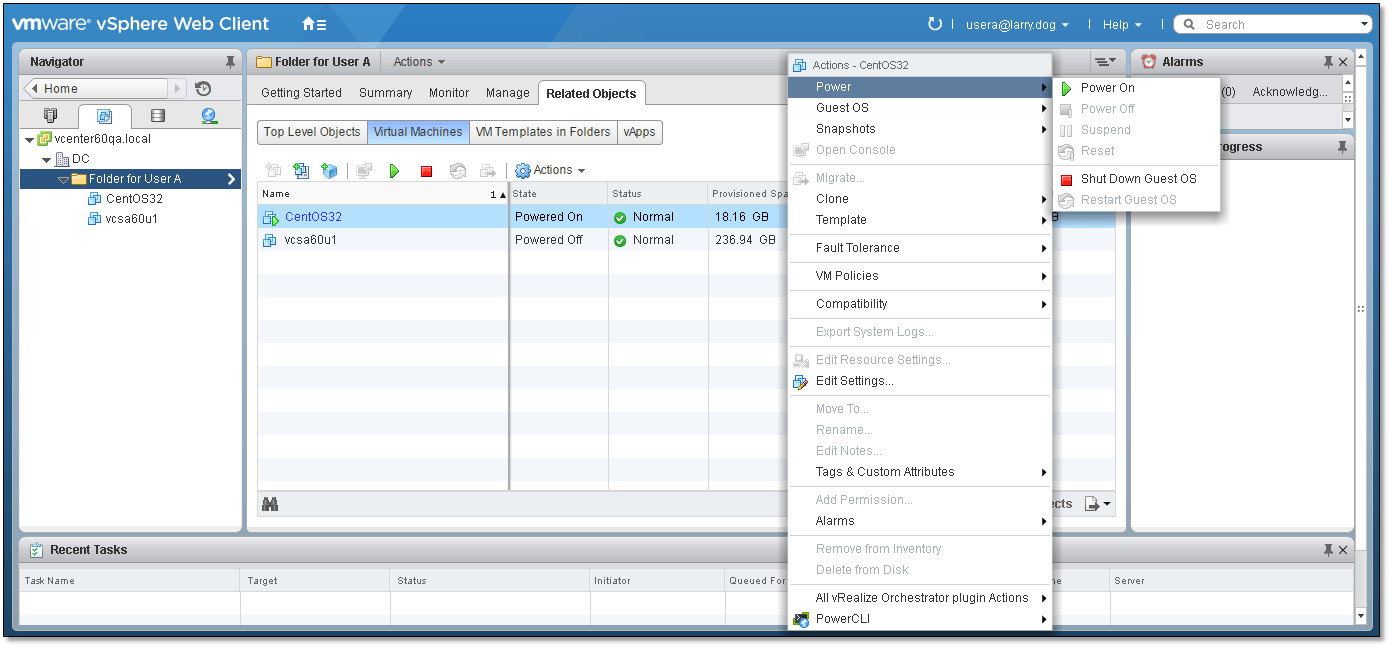 Figure 20 - Verifying correct behaviour once permissions have been assigned