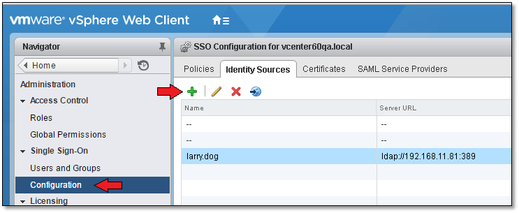 Figure 3 - Adding an SSO Identity Source