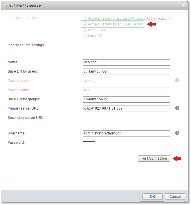 Figure 4 - Adding an Active Directory LDAP Server identity source