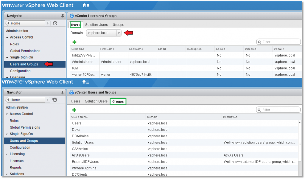 Figure 1 - Managing local domain user and groups