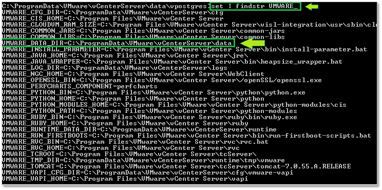 Figure 1 - Environment variables in use by vCenter Server