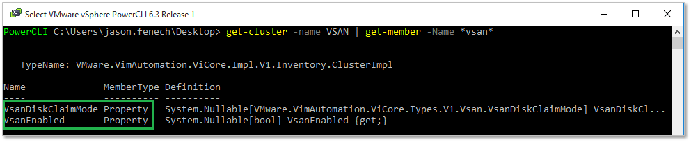 Figure 2 - VSAN related properties from the cluster object