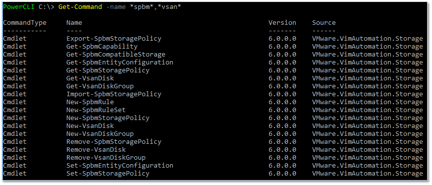 Figure 1 - VSAN related PowerCLI cmdlets