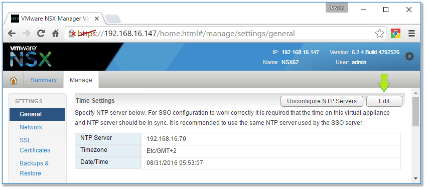 Figure 11 - Configuring the NTP source