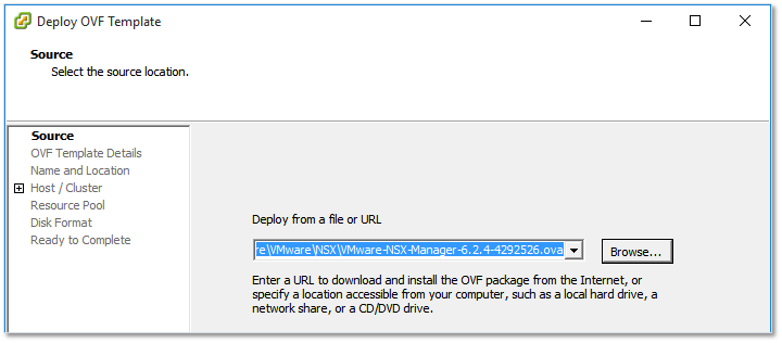 Figure 5 - Deploying the NSX appliance