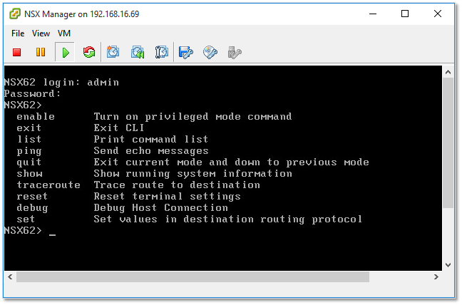 Figure 7 - Accessing NSX Manager from the vm's console