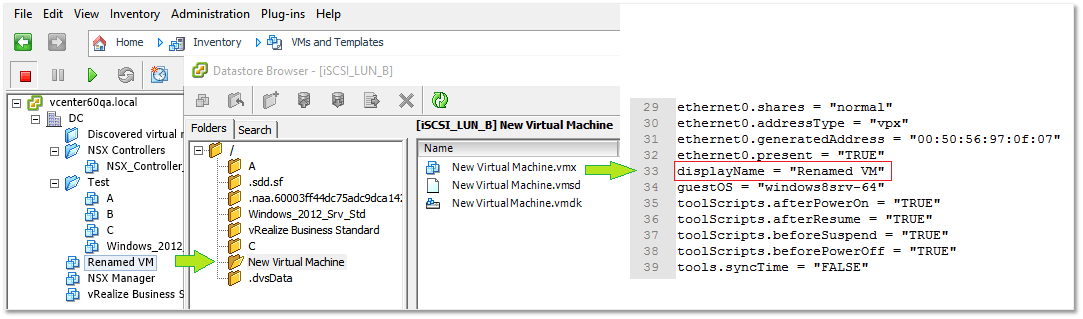 Figure 1 - Naming discrepancy between vm and holding folder