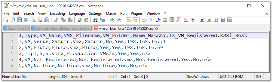 Figure 4 - Output file generated by script