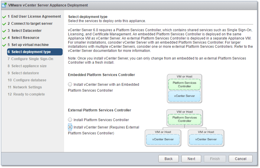 Figure 13 - Installing VCSA using an external PSC