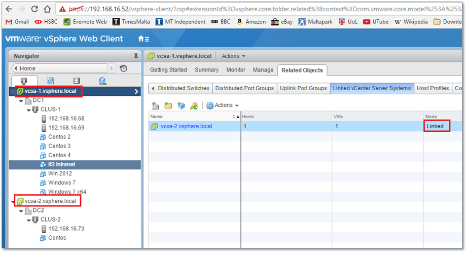 Figure 17 - Verifying that vCenter Server is running in enhanced linked mode