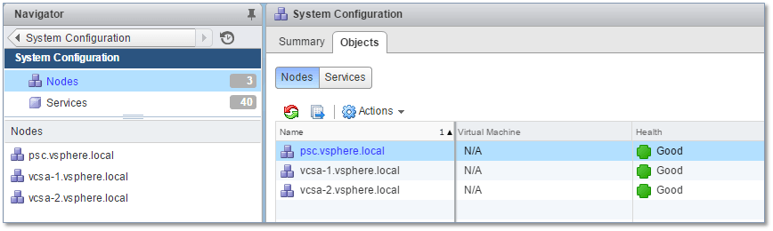 Figure 19 - Viewing all the nodes in System Configuration