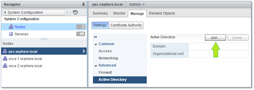 Figure 20 - Joining a node to Active Directory