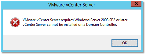 Figure 4 - A PSC can not be installed on a AD Domain Controller