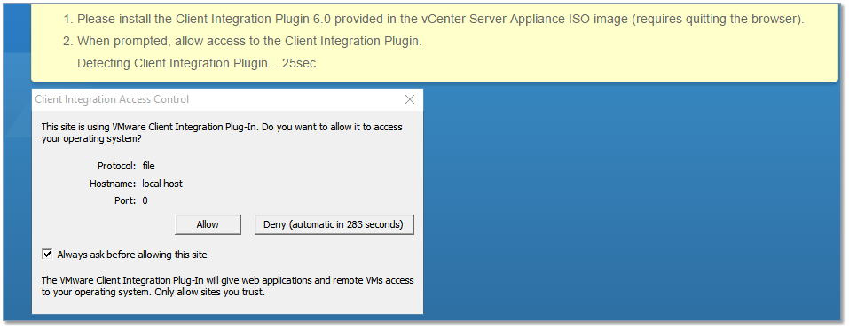 Figure 7 - Detection of the Client Integration Plug-in