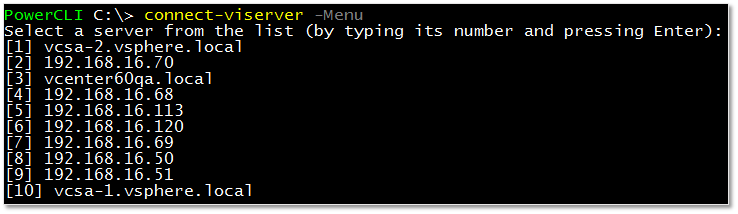 Figure 4 - Connecting to a previously connected to ESXi host or vCenter Server