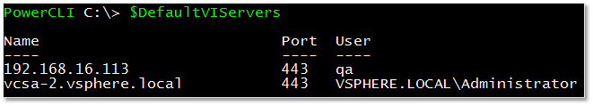 Figure 5 - Displaying currently established ESXi or vCenter Server connections