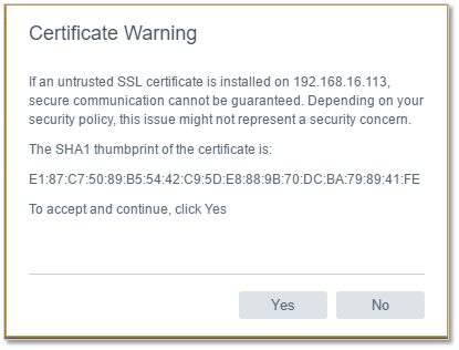 Figure 8 - Accepting the SSL certificate warning