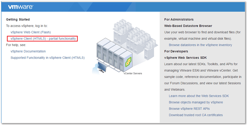 Figure 7 - The vSphere HTML5 client is now available straight out of the box