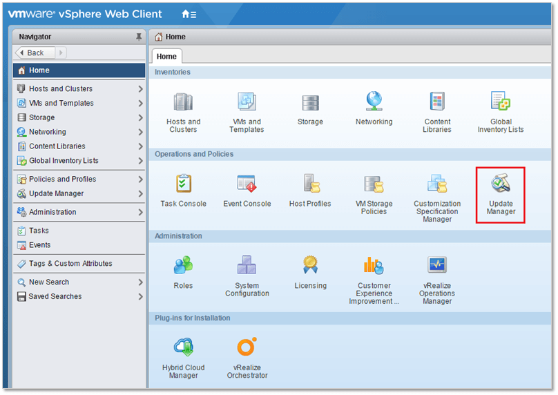 Figure 9 - Update Manager is now embedded in vCSA 6.5