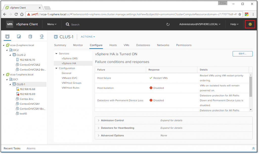 Figure 8 - The new vSphere HTML5 web client complete with emoticons