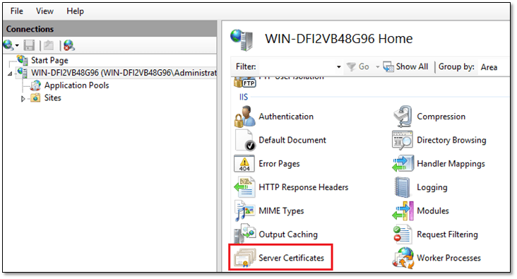 Figure 3 - IIS Server Certificates module
