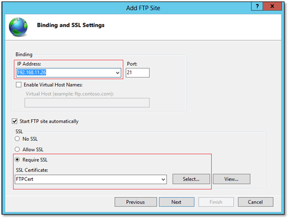 Figure 7 - Configuring the FTP site