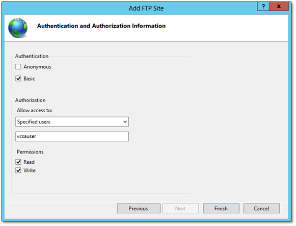 Figure 8 - Setting up access to the FTP site