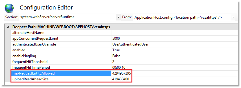 Figure 10 - Changing the data size IIS can handle at any one point in time