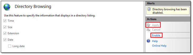 Figure 7 - Enabling directory browsing