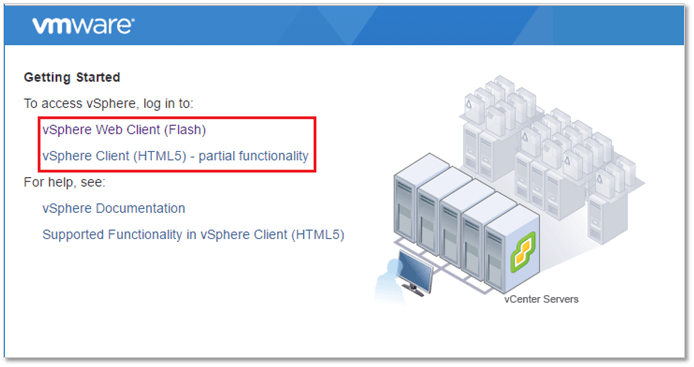 Figure 5 - The vCenter Server web landing page