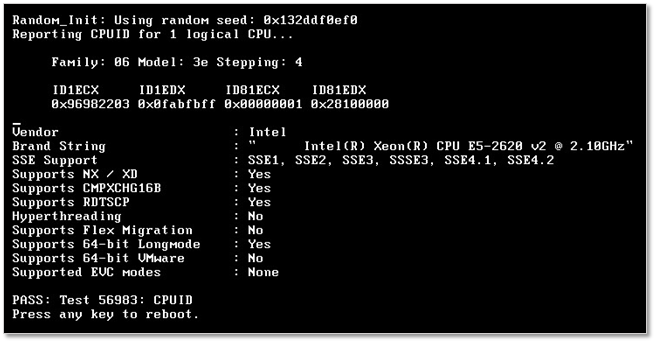 Figure 2 - Using the VMware CPU ID Utility to verify ESXi hardware compatibility