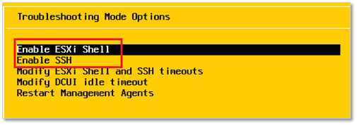 Figure 7 - Enabling Shell and SSH access on ESXi 6.5