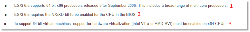 Figure 1 - ESXi CPU Requirements