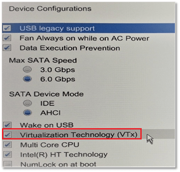 Figure 3 - VT-x setting on my laptop