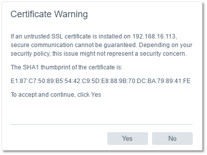 Figure 4 - SSL certificate warning