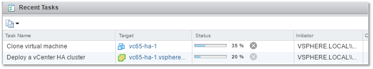 Figure 10 - Monitoring the deployment progress using the vSphere Web Client