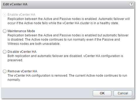 Figure 12 - Configuring HA behavior and managing it