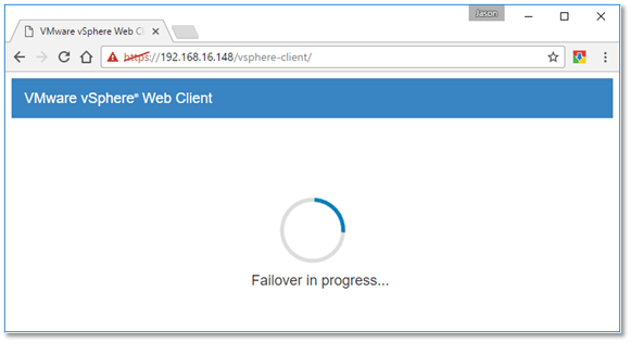 Figure 14 - Failover in progress warning ...