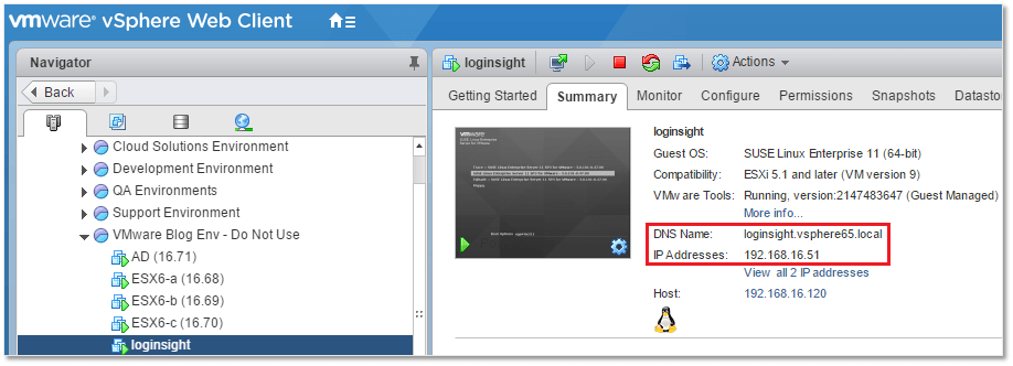 Figure 13 - Verifying the appliance's IP and hostname